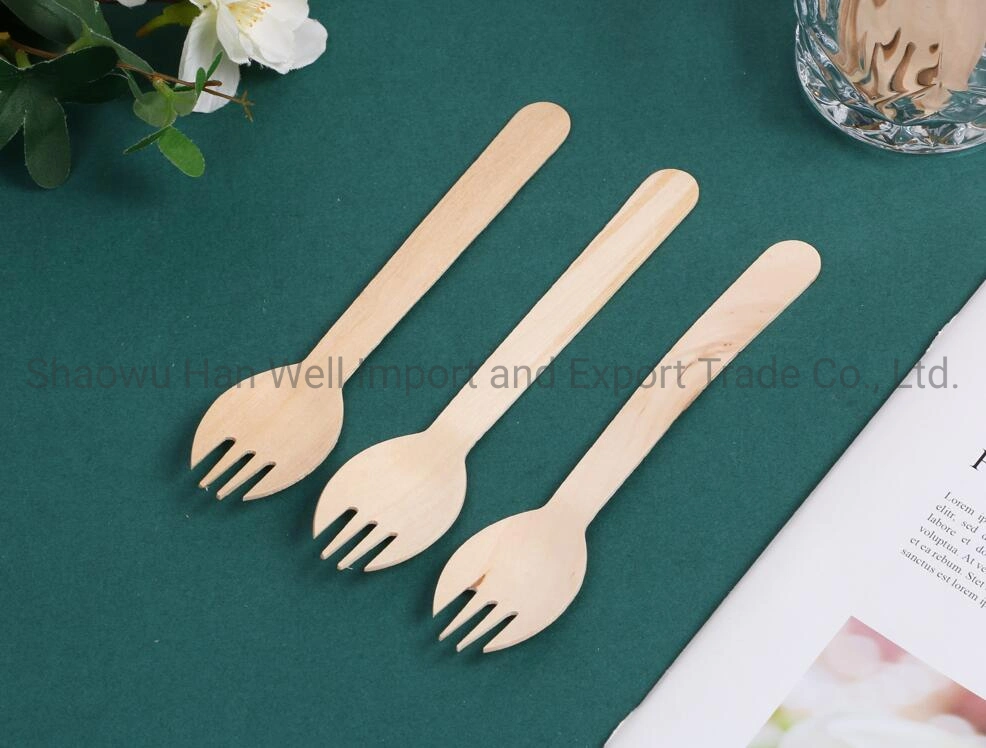 Eco-Friendly Disposable Cutlery Wooden Dinner Fork with Customized Sizes