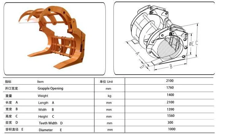 5 Ton Wheel Loader Wood Grapple Attachment for Sale