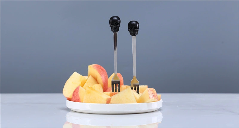 Black Skull Fruit Fork Set 304 Stainless Steel Western Salad Fork Tableware