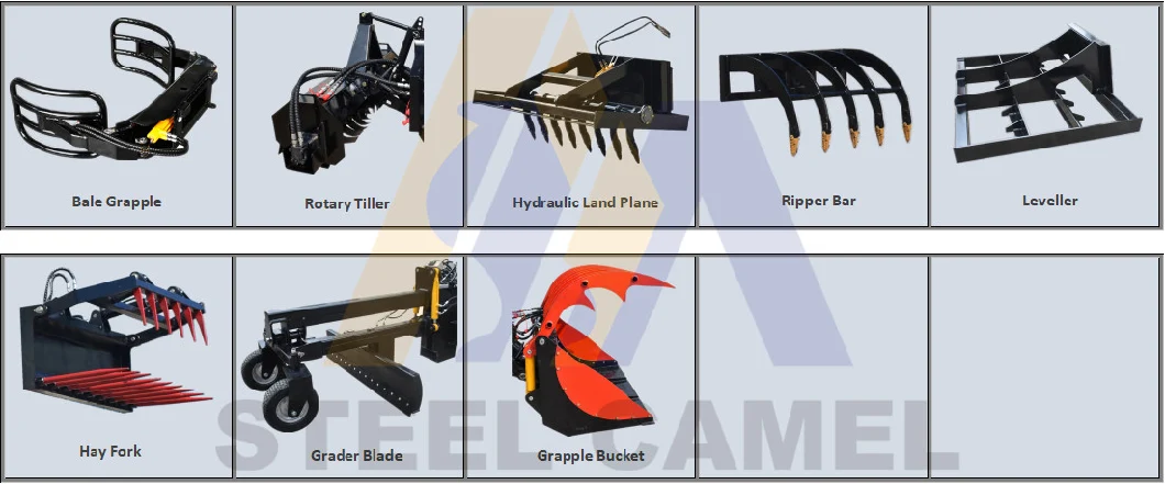 Cheap Price Hot Selling Attachments for Mini Tractor/Wheel Loader/Backhoe Loader/Skid Steer Loader of Sweeper/Lawn Mower/Auger/Excavator/Pallet Fork/Log Grapple