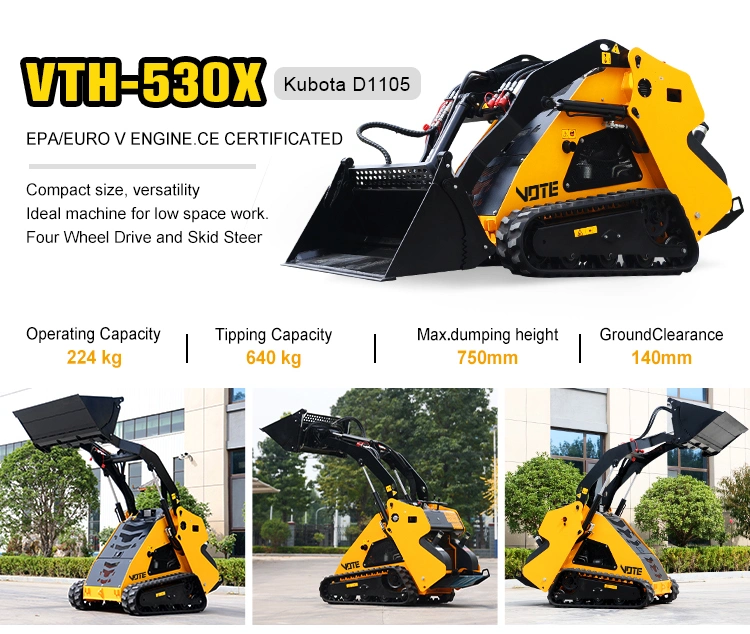 Mini Skid Steer Loader Optional Attachment Crawler Wheel Skid Steer Loader with Mulcher Rock Saw Sweeper Snow Blower Auger