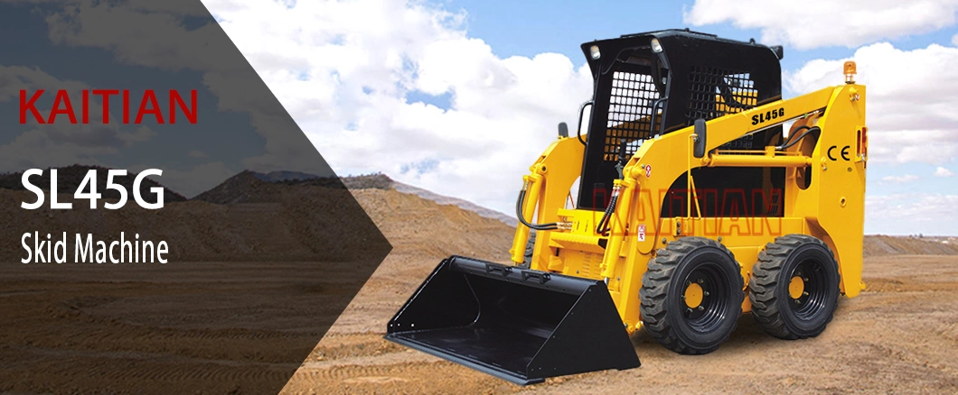 Kaitian Approval Wheel Loader Mini Skid Steer Loader with Sweeper SL45g