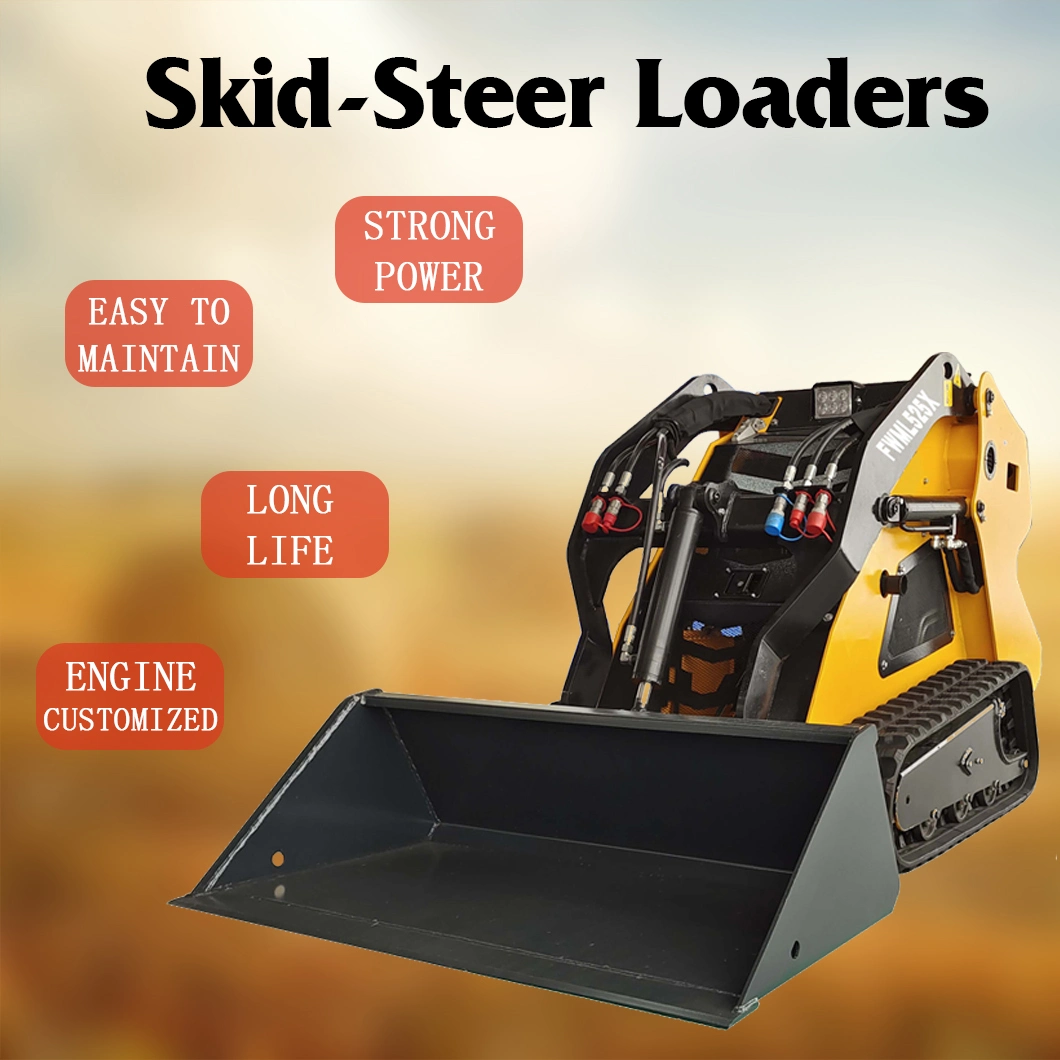 Skid Loader Fwhy700 Optional Attachment Skid Steer Wheel Loader with Sweeper Attachment Mini Skid Steer Loader