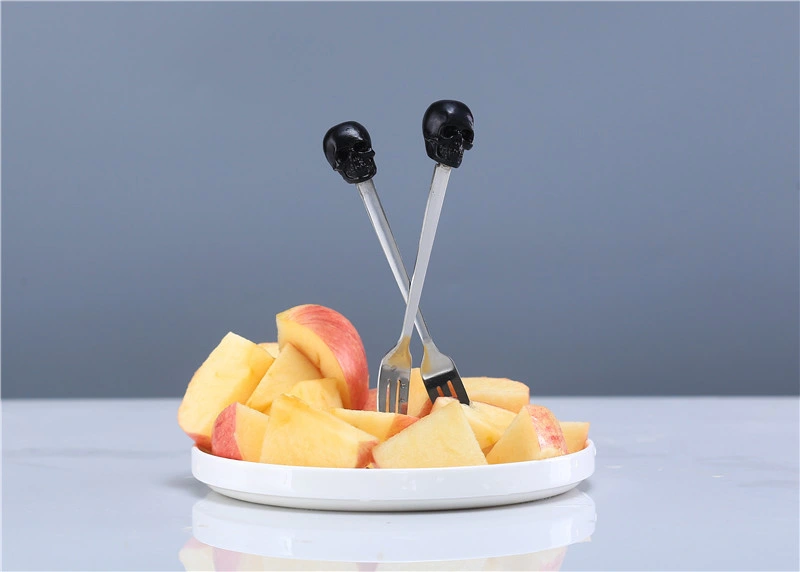 Black Skull Fruit Fork Set 304 Stainless Steel Western Salad Fork Tableware